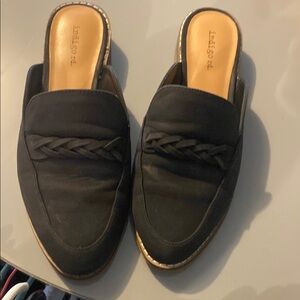 Indigo Black Mules with Braided Detail